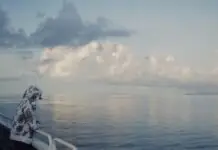 Человек на борту смотрит на морской горизонт